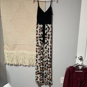 Charlotte Russe Black and Leopard Print Dress
